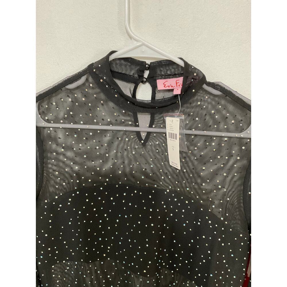 NWT Anthropologie Eva Franco Starlight Sheer Black Tunic Dress Rhinestones Small - Picture 4 of 9
